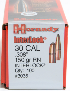 Hornady InterLock .30 Cal 150 gr RN Bullets -100cnt Nexgen Outfitters