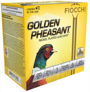 Fiocchi Golden Pheasant Nickel-Plated 20 Ga 2.75" 1 oz 6 Shot Nexgen Outfitters Fiocchi Golden Pheasant Nickel-Plated 20 Ga 2.75" 1 oz 6 Shot Nexgen Outfitters
