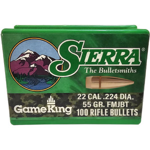 Sierra GameKing 1355 .22 Cal 55 gr FMJBT Bullets-100cnt Nexgen Outfitters Sierra GameKing 1355 .22 Cal 55 gr FMJBT Bullets-100cnt Nexgen Outfitters
