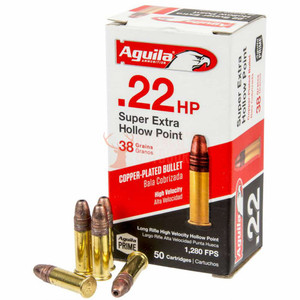 Aguila Standard High Velocity 22 Long Rifle (LR) 38 GR Hollow Point 50 Box Nexgen Outfitters Aguila Standard High Velocity 22 Long Rifle (LR) 38 GR Hollow Point 50 Box Nexgen Outfitters