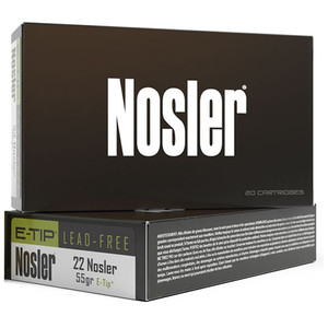 SH50378 Nosler E-Tip Lead-Free .22 Nosler 55gr E-Tip Spitzer 20Rnd Rifle Ammunition Nexgen Outfitters SH50378 Nosler E-Tip Lead-Free .22 Nosler 55gr E-Tip Spitzer 20Rnd Rifle Ammunition Nexgen Outfitters