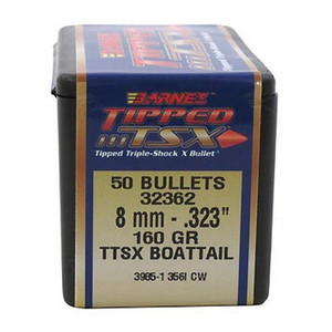 323 Caliber-8mm Bullets Tipped Triple-Shock X 160 Gr Boat Tail 323 Caliber-8mm Bullets Tipped Triple-Shock X 160 Gr Boat Tail