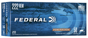 Federal Power-Shok .222 Remington 50gr Jacketed Soft Point 20Rnd Rifle Ammunition Nexgen Outfitters Federal Power-Shok .222 Remington 50gr Jacketed Soft Point 20Rnd Rifle Ammunition Nexgen Outfitters