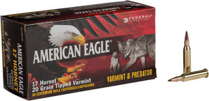Federal American Eagle Varmint & Predator .17 Hornet 20gr Tipped Varmint 50Rnd Rifle Ammunition Nexgen Outfitters Federal American Eagle Varmint & Predator .17 Hornet 20gr Tipped Varmint 50Rnd Rifle Ammunition Nexgen Outfitters