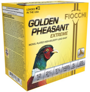 Fiocchi Golden Pheasant Nickel-Plated 12 Ga 2.75" 1-3/8 oz 5 Shot 1485 fps Nexgen Outfitters Fiocchi Golden Pheasant Nickel-Plated 12 Ga 2.75" 1-3/8 oz 5 Shot 1485 fps Nexgen Outfitters