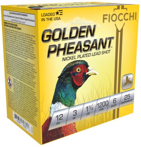 Fiocchi Golden Pheasant Nickel-Plated 12 Ga 3" 1-3/4 oz 6 Shot Nexgen Outfitters Fiocchi Golden Pheasant Nickel-Plated 12 Ga 3" 1-3/4 oz 6 Shot Nexgen Outfitters
