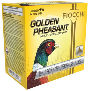 Fiocchi Golden Pheasant Nickel-Plated 16 Ga 2.75" 1-1/8 oz 5 Shot Nexgen Outfitters Fiocchi Golden Pheasant Nickel-Plated 16 Ga 2.75" 1-1/8 oz 5 Shot Nexgen Outfitters