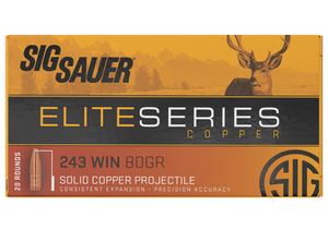 Sig Sauer Elite Copper Hunting .243 Winchester 80gr Jacketed Hollow Point 20Rnd Rifle Ammunition Nexgen Outfitters Sig Sauer Elite Copper Hunting .243 Winchester 80gr Jacketed Hollow Point 20Rnd Rifle Ammunition Nexgen Outfitters