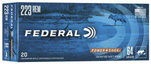 Federal Power-Shok .223 Remington 64gr Jacketed Soft Point 20Rnd Rifle Ammunition Nexgen Outfitters Federal Power-Shok .223 Remington 64gr Jacketed Soft Point 20Rnd Rifle Ammunition Nexgen Outfitters