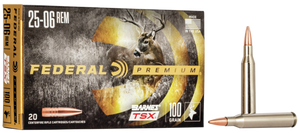 SH11169 Federal Premium Barnes TSX .25-06 Remington 100gr Triple-Shock X 20Rnd Rifle Ammunition Nexgen Outfitters SH11169 Federal Premium Barnes TSX .25-06 Remington 100gr Triple-Shock X 20Rnd Rifle Ammunition Nexgen Outfitters