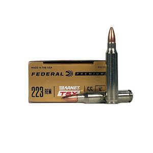 Federal Premium Barnes TSX .223 Remington 55gr Triple-Shock X 20Rnd Rifle Ammunition Nexgen Outfitters Federal Premium Barnes TSX .223 Remington 55gr Triple-Shock X 20Rnd Rifle Ammunition Nexgen Outfitters
