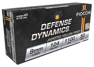 Fiocchi Defense Dynamics 9mm Luger 124gr Jacketed Hollow Point 50Rnd Handgun Ammunition Nexgen Outfitters Fiocchi Defense Dynamics 9mm Luger 124gr Jacketed Hollow Point 50Rnd Handgun Ammunition Nexgen Outfitters