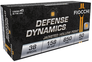 Fiocchi Defense Dynamics .38 Special 158
gr Jacketed Hollow Point 50Rnd Handgun Ammunition Nexgen Outfitters Fiocchi Defense Dynamics .38 Special 158
gr Jacketed Hollow Point 50Rnd Handgun Ammunition Nexgen Outfitters