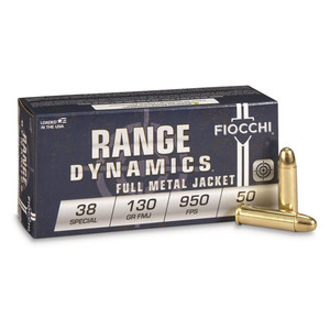 Fiocchi Range Dynamics .38 Special 130gr Full Metal Jacket 50Rnd Handgun Ammunition Nexgen Outfitters Fiocchi Range Dynamics .38 Special 130gr Full Metal Jacket 50Rnd Handgun Ammunition Nexgen Outfitters