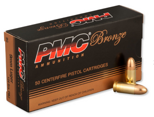 PMC Bronze 9mm Luger 124 gr Full Metal Jacket 50 Round Pistol Ammo Nexgen Outfitters PMC Bronze 9mm Luger 124 gr Full Metal Jacket 50 Round Pistol Ammo Nexgen Outfitters