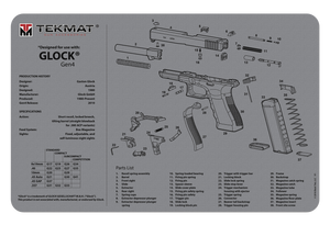 SH117825 TekMat Glock Gen4 Parts Diagram 11"x17" Original Cleaning Mat - Gray Nexgen Outfitters SH117825 TekMat Glock Gen4 Parts Diagram 11"x17" Original Cleaning Mat - Gray Nexgen Outfitters