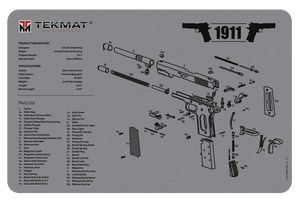 SH117819 TekMat 1911 Diagram Gray 11"x17" Original Cleaning Mat Nexgen Outfitters SH117819 TekMat 1911 Diagram Gray 11"x17" Original Cleaning Mat Nexgen Outfitters