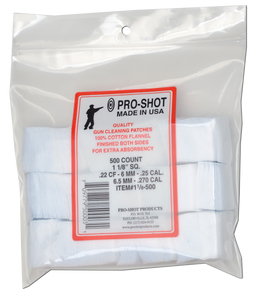 SH109346 Pro-Shot 100% American Cotton Flannel 500cnt 1.125" Square Patches .22-.270 Caliber Nexgen Outfitters SH109346 Pro-Shot 100% American Cotton Flannel 500cnt 1.125" Square Patches .22-.270 Caliber Nexgen Outfitters