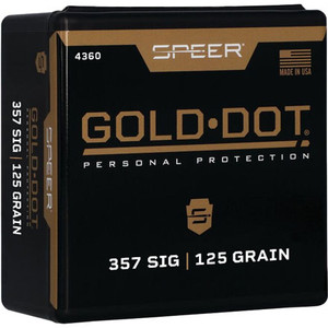 Speer Gold Dot Handgun 4360 .357 Sig Cal 125 gr Hollow Point Bullets-100cnt Nexgen Outfitters Speer Gold Dot Handgun 4360 .357 Sig Cal 125 gr Hollow Point Bullets-100cnt Nexgen Outfitters