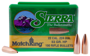 Sierra MatchKing 1400 .22 Cal 53 gr HP MATCH Bullets-100cnt Nexgen Outfitters Sierra MatchKing 1400 .22 Cal 53 gr HP MATCH Bullets-100cnt Nexgen Outfitters