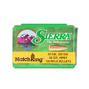 Sierra MatchKing 1410 .22 Cal 52 gr HPBT Bullets-100cnt Nexgen Outfitters Sierra MatchKing 1410 .22 Cal 52 gr HPBT Bullets-100cnt Nexgen Outfitters