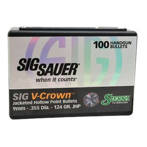Sierra Sig V-Crown 9924 9mm 124 gr Jacketed Hollow Point Bullets-100cnt Nexgen Outfitters Sierra Sig V-Crown 9924 9mm 124 gr Jacketed Hollow Point Bullets-100cnt Nexgen Outfitters