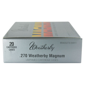 SSO68742 Weatherby .270 Weatherby Magnum Unprimed Rifle Brass 20cnt-BRASS270 Nexgen Outfitters