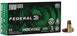 Federal American Eagle 9mm Luger 70gr Flat Nose Lead-Free 50Rnd Handgun Ammo Nexgen Outfitters Federal American Eagle 9mm Luger 70gr Flat Nose Lead-Free 50Rnd Handgun Ammo Nexgen Outfitters