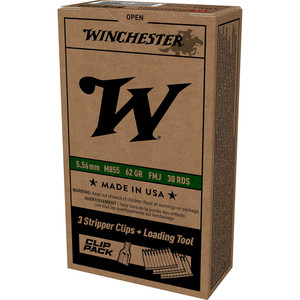 Winchester USA 5.56x45mm Nato 62gr M855 Penetrator FMJ 10 Round Clips 30Rnd Rifle Ammo Winchester USA 5.56x45mm Nato 62gr M855 Penetrator FMJ 10 Round Clips 30Rnd Rifle Ammo