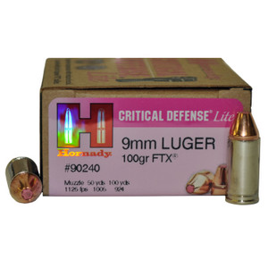 Hornady Critical Defense Lite 9mm Luger 100gr FTX 25Rnd Handgun Ammunition Nexgen Outfitters Hornady Critical Defense Lite 9mm Luger 100gr FTX 25Rnd Handgun Ammunition Nexgen Outfitters
