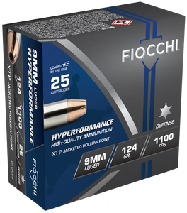 Fiocchi Hyperformance Defense 9mm Luger 124 gr Extreme Terminal Performance Hollow 25Rnd Handgun Ammunition Fiocchi Hyperformance Defense 9mm Luger 124 gr Extreme Terminal Performance Hollow 25Rnd Handgun Ammunition