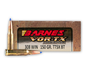 Barnes VOR-TX Rifle .308 Winchester 150gr Tipped TSX Boat Tail 20Rnd Rifle Ammunition Nexgen Outfitters Barnes VOR-TX Rifle .308 Winchester 150gr Tipped TSX Boat Tail 20Rnd Rifle Ammunition Nexgen Outfitters