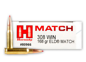 Hornady Match .308 Winchester 168gr ELD-Match 20Rnd Rifle Ammunition Nexgen Outfitters Hornady Match .308 Winchester 168gr ELD-Match 20Rnd Rifle Ammunition Nexgen Outfitters