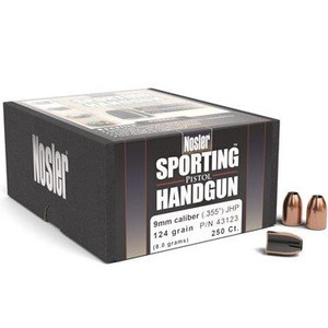 Nosler 43123 9mm 124gr Jacketed Hollow Point 250rnd Handgun Bullets Nexgen Outfitters Nosler 43123 9mm 124gr Jacketed Hollow Point 250rnd Handgun Bullets Nexgen Outfitters