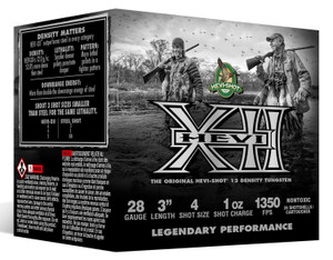 SH136786 Hevi-Shot Hevi-XII 28 Gauge 3" 1 oz Non-Toxic 12 Density Shot #4 25Rnd Shotgun Ammo Nexgen Outfitters SH136786 Hevi-Shot Hevi-XII 28 Gauge 3" 1 oz Non-Toxic 12 Density Shot #4 25Rnd Shotgun Ammo Nexgen Outfitters