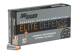 Sig Sauer Elite Performance Ammunition .45ACP 185gr V-Crown Jacketed Hollow Point 50Rnd Handgun Ammo Nexgen Outfitters Sig Sauer Elite Performance Ammunition .45ACP 185gr V-Crown Jacketed Hollow Point 50Rnd Handgun Ammo Nexgen Outfitters