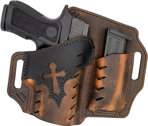 Versacarry Guardian Arc Angel (OWB) RH Holster w/ Mag Pouch Brown/Black Patch - Size 3 Versacarry Guardian Arc Angel (OWB) RH Holster w/ Mag Pouch Brown/Black Patch - Size 3