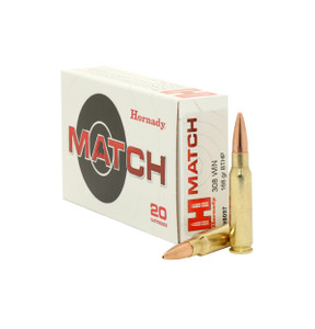 Hornady Match .308 Winchester 168 Grain Hollow Point Boat Tail 20Rnd Rifle Ammo Hornady Match .308 Winchester 168 Grain Hollow Point Boat Tail 20Rnd Rifle Ammo