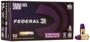 Federal Syntech Training Match 9mm Luger 147 Grain Total Synthetic Jacket 50gr Handgun Ammo Nexgen Outfitters Federal Syntech Training Match 9mm Luger 147 Grain Total Synthetic Jacket 50gr Handgun Ammo Nexgen Outfitters