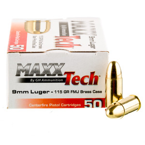 MaxxTech 9mm 115gr FMJ 50Rnd Handgun Ammo Nexgen Outfitters MaxxTech 9mm 115gr FMJ 50Rnd Handgun Ammo Nexgen Outfitters