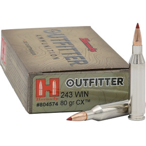 Hornady Outfitter 243 Winchester 80gr CX Polymer Tip Lead Free 20Rnd Rifle Ammo Nexgen Outfitters Hornady Outfitter 243 Winchester 80gr CX Polymer Tip Lead Free 20Rnd Rifle Ammo Nexgen Outfitters