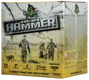Hevi-Shot Hevi-Hammer Waterfowl 12 Gauge 3" 1-1/4oz #3 Steel and Bismuth 25Rnd Shotgun Ammo Nexgen Outfitters Hevi-Shot Hevi-Hammer Waterfowl 12 Gauge 3" 1-1/4oz #3 Steel and Bismuth 25Rnd Shotgun Ammo Nexgen Outfitters
