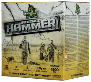 Hevi-Shot Hevi-Hammer Waterfowl 12 Gauge 3" 1-1/4oz #4 Steel and Bismuth 25Rnd Shotgun Ammo Nexgen Outfitters Hevi-Shot Hevi-Hammer Waterfowl 12 Gauge 3" 1-1/4oz #4 Steel and Bismuth 25Rnd Shotgun Ammo Nexgen Outfitters
