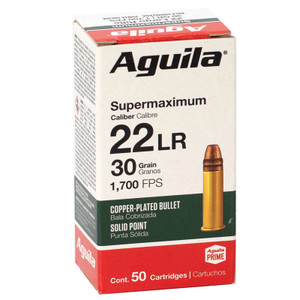 Aguila Supermaximum 22LR 30gr Plated Round Nose 50Rnd Rimfire Ammo Nexgen Outfitters Aguila Supermaximum 22LR 30gr Plated Round Nose 50Rnd Rimfire Ammo Nexgen Outfitters