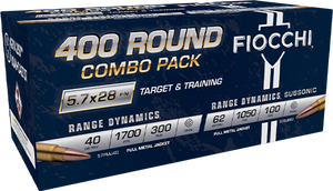 Fiocchi Target Training Combo Pack 5.7x28mm 40gr & 62gr FMJ 400Rnd Ammo Fiocchi Target Training Combo Pack 5.7x28mm 40gr & 62gr FMJ 400Rnd Ammo