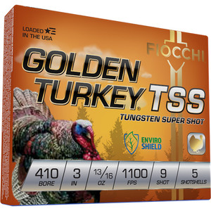 Fiocchi Golden Turkey TSS 410 3" 13/16oz #9 5Rnd Tungsten Shotgun Ammo Fiocchi Golden Turkey TSS 410 3" 13/16oz #9 5Rnd Tungsten Shotgun Ammo