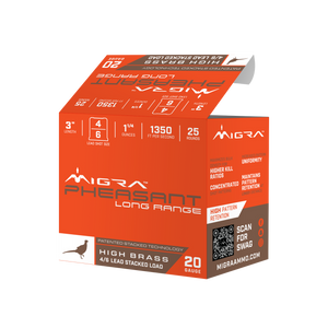 Migra Pheasant 20 Gauge 3" 1.25oz 4/6 Shot 25Rnd Shotgun Ammo Migra Pheasant 20 Gauge 3" 1.25oz 4/6 Shot 25Rnd Shotgun Ammo