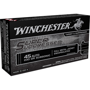 Winchester Super Suppressed 45 ACP 230gr FMJ 50Rnd Handgun Ammo