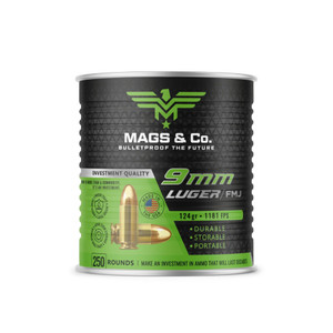 Mags & Co. 9mm Luger 124gr FMJ (Whole Corn) 250Rnd Handgun Ammo