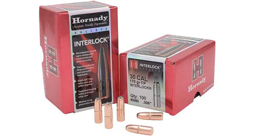 .30 Cal 170 Grain Flat Point Bullet - InterLock